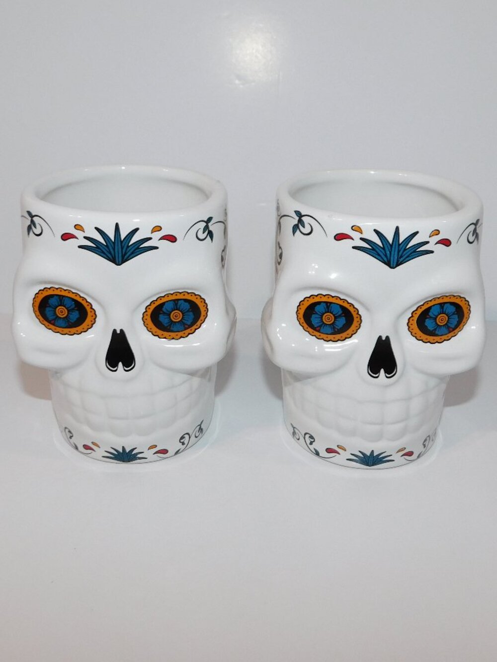 Set 2 Cazadores Tequila Sugar Skull Day of the Dead mug Ceramic cup 100% Agave